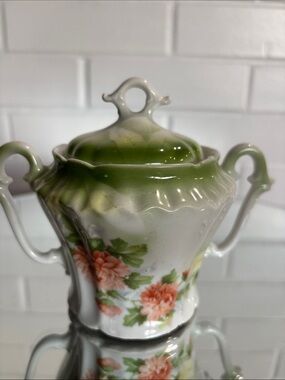 Vintage Leuchtenburg Thuringia Floral Porcelain Sugar Bowl with Lid